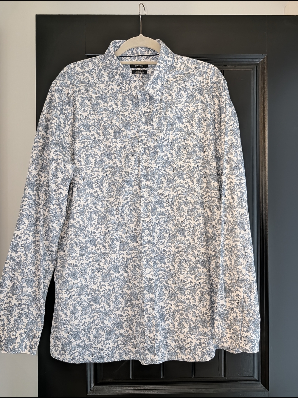 RW&CO. White Shirt with Blue Floral Print